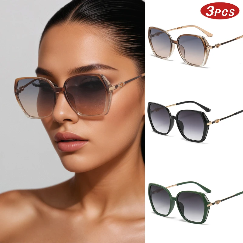 

Motorcycle 3pcs Fashion Square Sunglasses Women Outdoor UV Protection Eyewear Oversized Gradient Oculos UV400 Eyewear