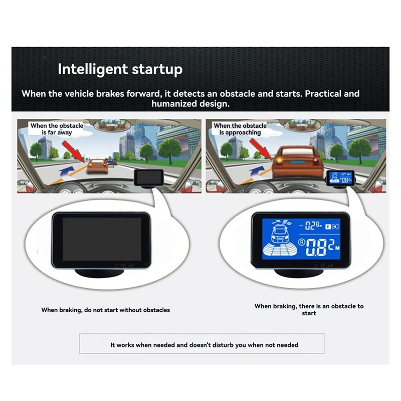 Car Parking Radar System with 8 Reverse Sensors Buzzer Warning Distance Detection for Auto Vehicle Garage Safety A-A12I