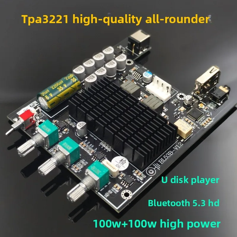 TPA3221 High-Power HIFI Sound Quality All-Round Amplifier Board Bluetooth 5.3 USB Flash Drive Player Amplifier