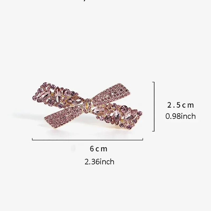 High-end Lila Kristall Strass Bogen Haarnadel Süße frauen Pony Seite Clip Haar Clip Exquisite Koreanische Stil Haar zubehör – Detail 5
