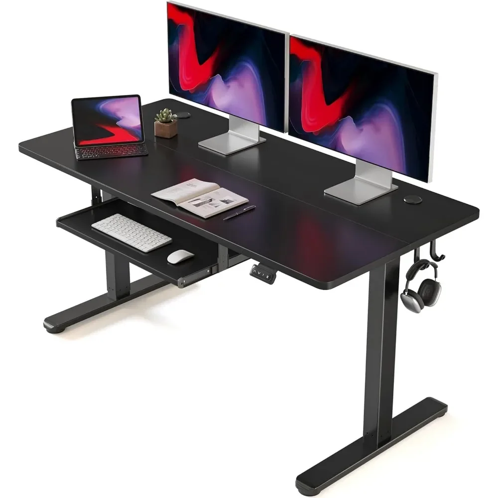 Standing Desk with Keyboard Tray,  Electric Height Adjustable Desk, Sit Stand Up Desk, Computer Office Desk