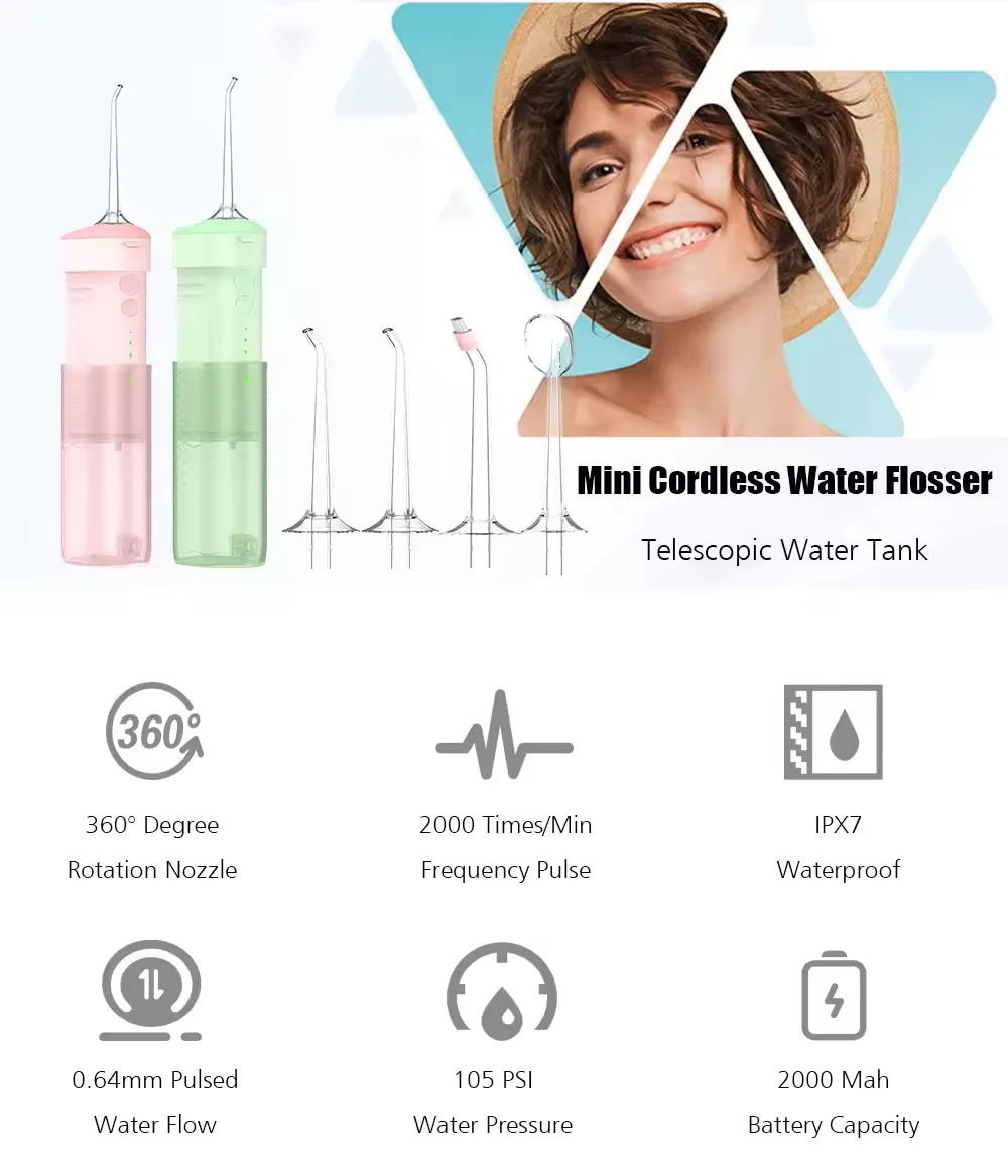 Professional manufacturer portable rechargeable oral dental irrigator machine teeth cleaning water flosser