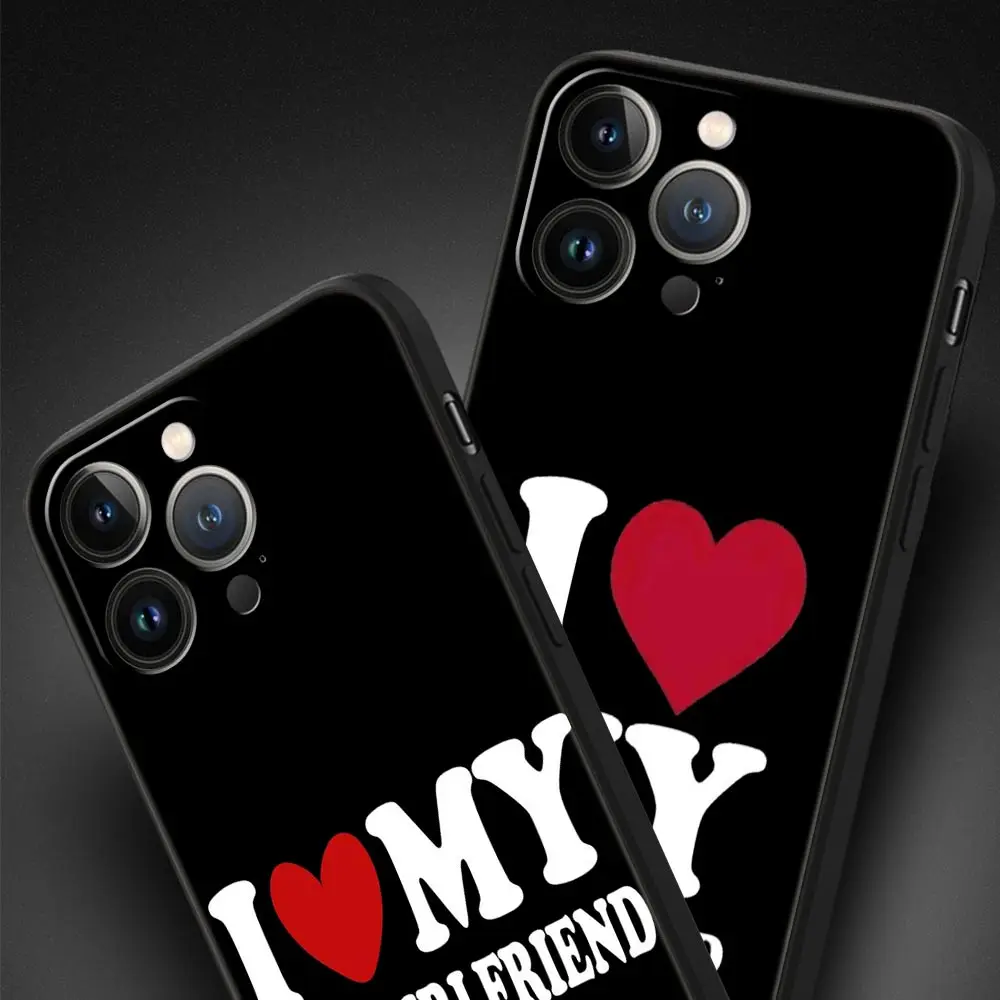 حافظة هاتف لهاتف آيفون 16 15 14 13 12 11 Pro Max XS X XR SE 7 8 Plus غطاء سيليكون ناعم لطيف أنا أحب صديقتي