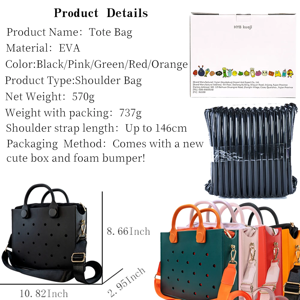 Miękka torebka damska EVA Fashion Tote Kolorowa spersonalizowana dekoracja Torba podróżna na zewnątrz Kobieca torebka plażowa pasuje do prezentu dla