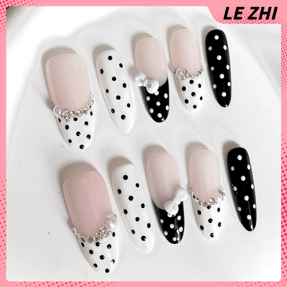 10 قطعة Y2K الكرتون مرحبا كيتي بلدي ميلودي اليدوية طويلة اللوز اضغط على الأظافر الحلو كول ثلاثية الأبعاد الزهور القوس أجنحة الماس وهمية مسمار