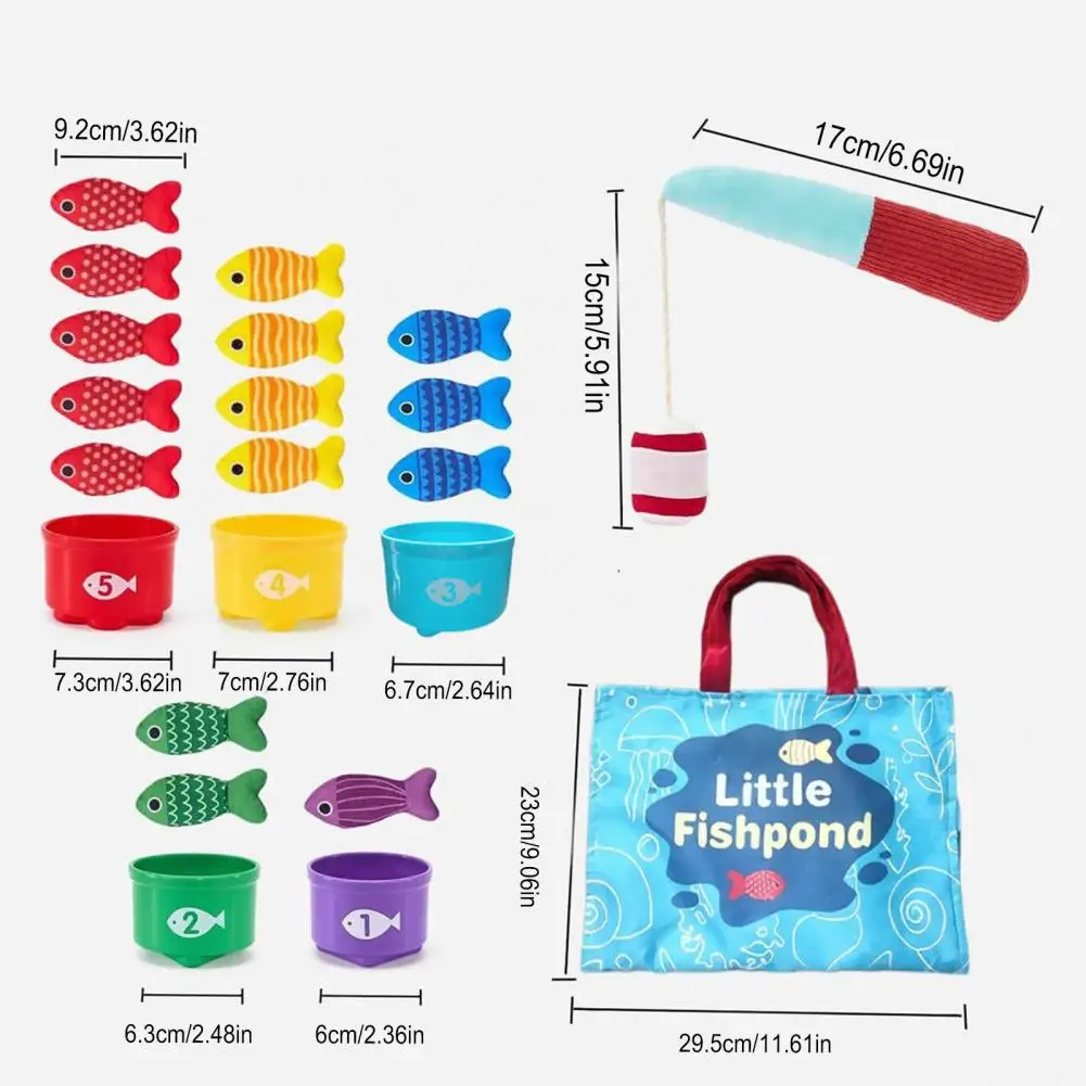 Kids Fishing Toys Plush Little Fishpond Set Simulating Fishing Games Number Color Cognition Fine Motor Training Montessori Toys