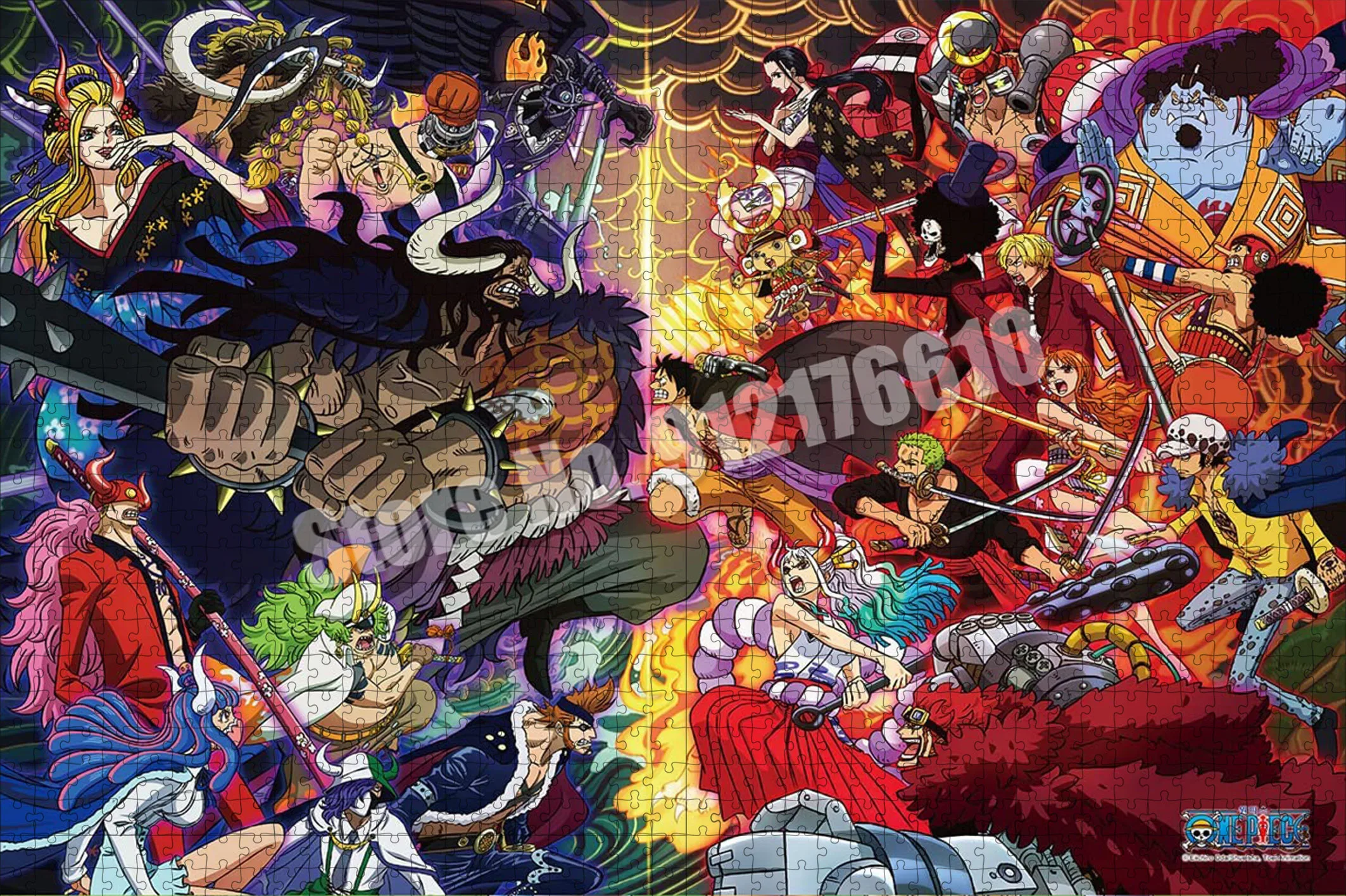 One Piece Jigsaw Puzzles Japanese Anime 300/500/1000 Pieces Puzzle Luffy Fire Picture Educational Toys Kids Christmas Gifts