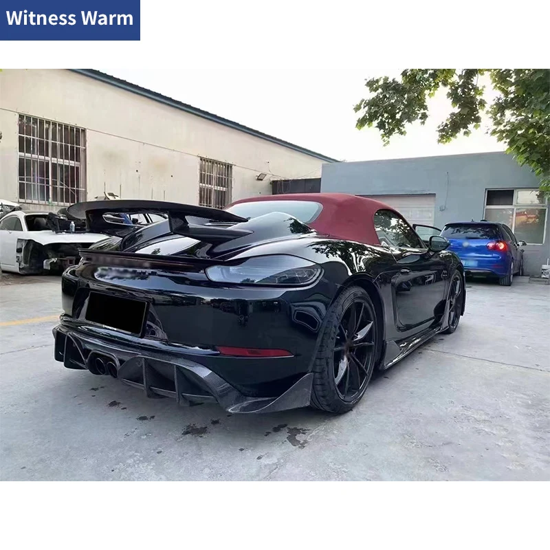 For Porsche 718 Boxster Cayman 2016-2019 FRP Carbon Fiber Front Bumper Rear diffuser Side Skirts tuning body kit Modification