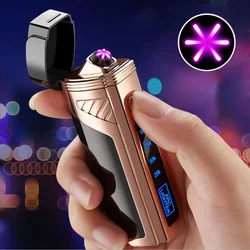 Luxury 6 ARC Flameless Usb  Cool Lighter Touch Switch With Cigar Cutter Windproof Acendedor Eletrico Rechargable Gadgets For Men