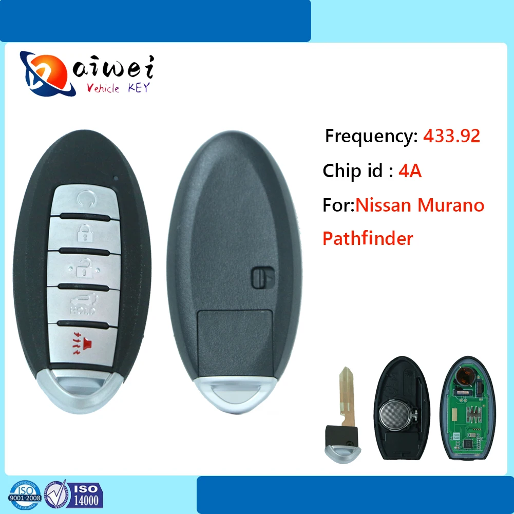 

﻿ Proximity key 433.92Mhz 4A KR5TXN7 Car Key For Nissan Pathfinder Murano KR55WK48903 ID46 315Mhz Teana /Altima /Maxima /Infini