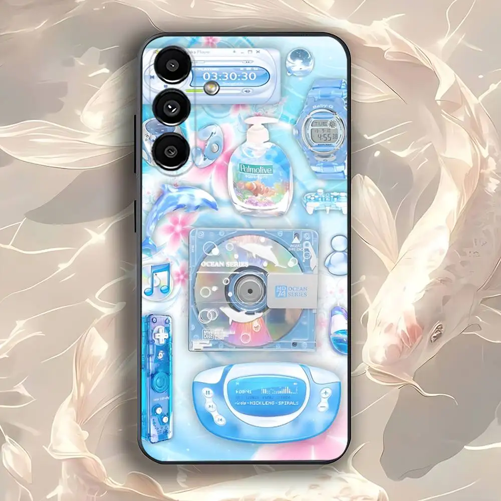 Funda colorida para teléfono Frutiger Aero Art para Samsung Galaxy A73,31,32,72,41,53,52,71,22,5G,Note,J7,8,9 funda negra suave