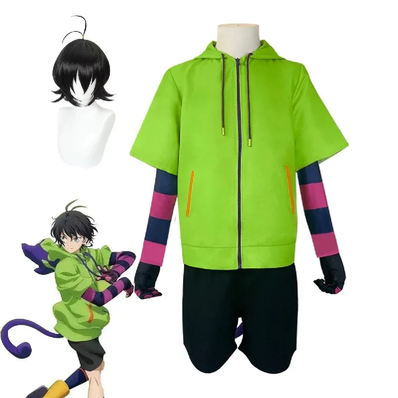 2025 yiyiAnime SK ثمانية تشينين ميا تأثيري حلي موحدة الرجال معطف أخضر السراويل قفازات ذيل هالوين لعب الأدوار شعر مستعار بدلة كاملة