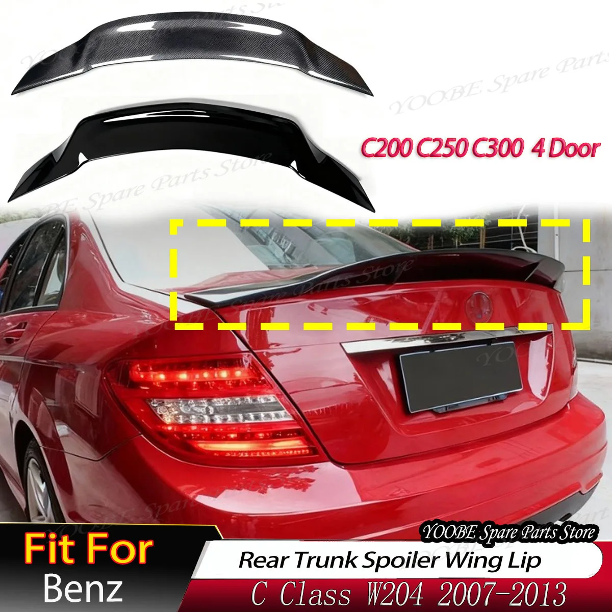 

Rear Trunk Spoiler Wing Lip for Mercedes Benz C Class W204 C200 C250 C300 2007-2013 4 Door Airfoil Body Kit Tuning Auto Parts