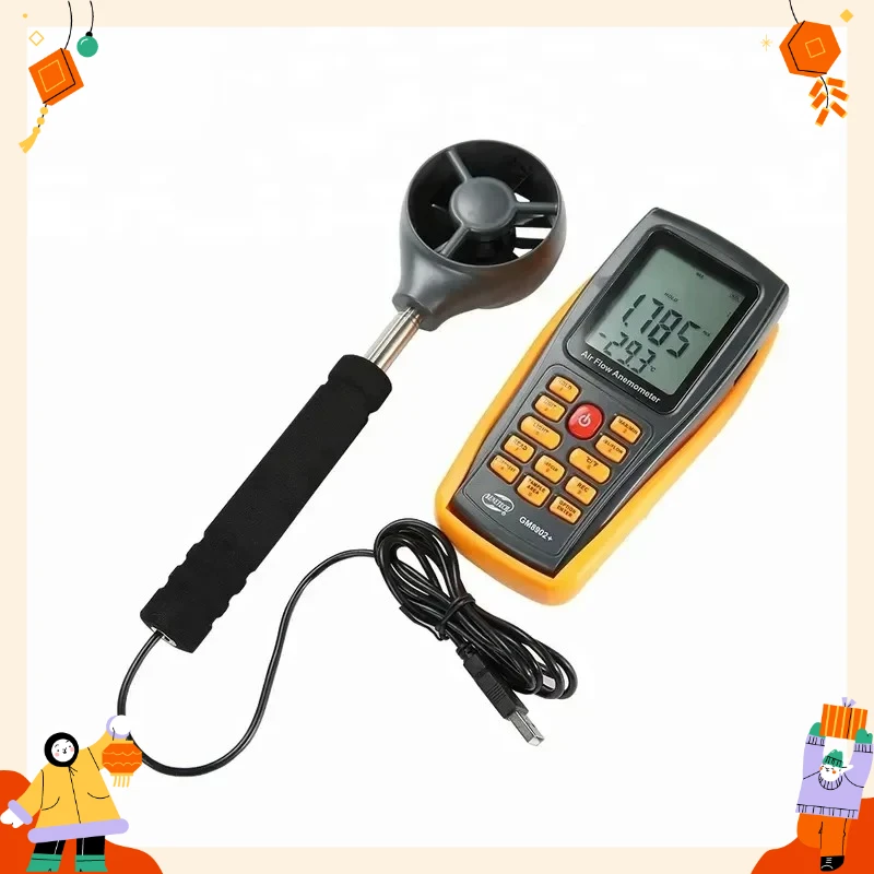 Anémomètre HVAC GM8902 Pro, haute précision, mesure de la vitesse du vent et du débit d'air avec stockage de données USB