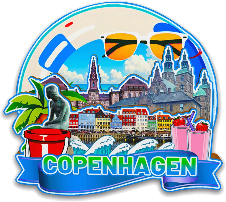 مغناطيس ديكور لـ Randers Soenderborg Veja Hillerod Horsens كوبنهاغن الدنمارك مدينة معلمية تذكارية للسفر الثلاجة #2