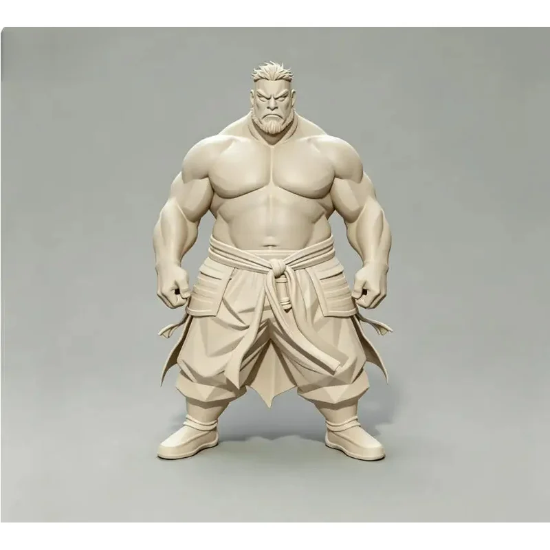 3D Printed Resin Statue Of A Japanese Samurai Sumo Wrestler - Muscular Man, Unfinished Handcrafted Figure