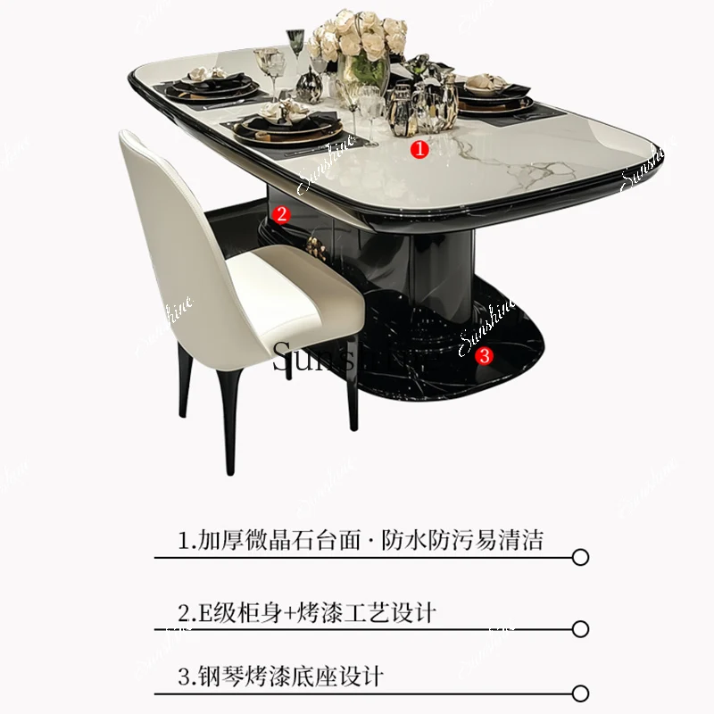 Light luxury high-end large-apartment villa flat-floor living room household high-end customized dining table  FT