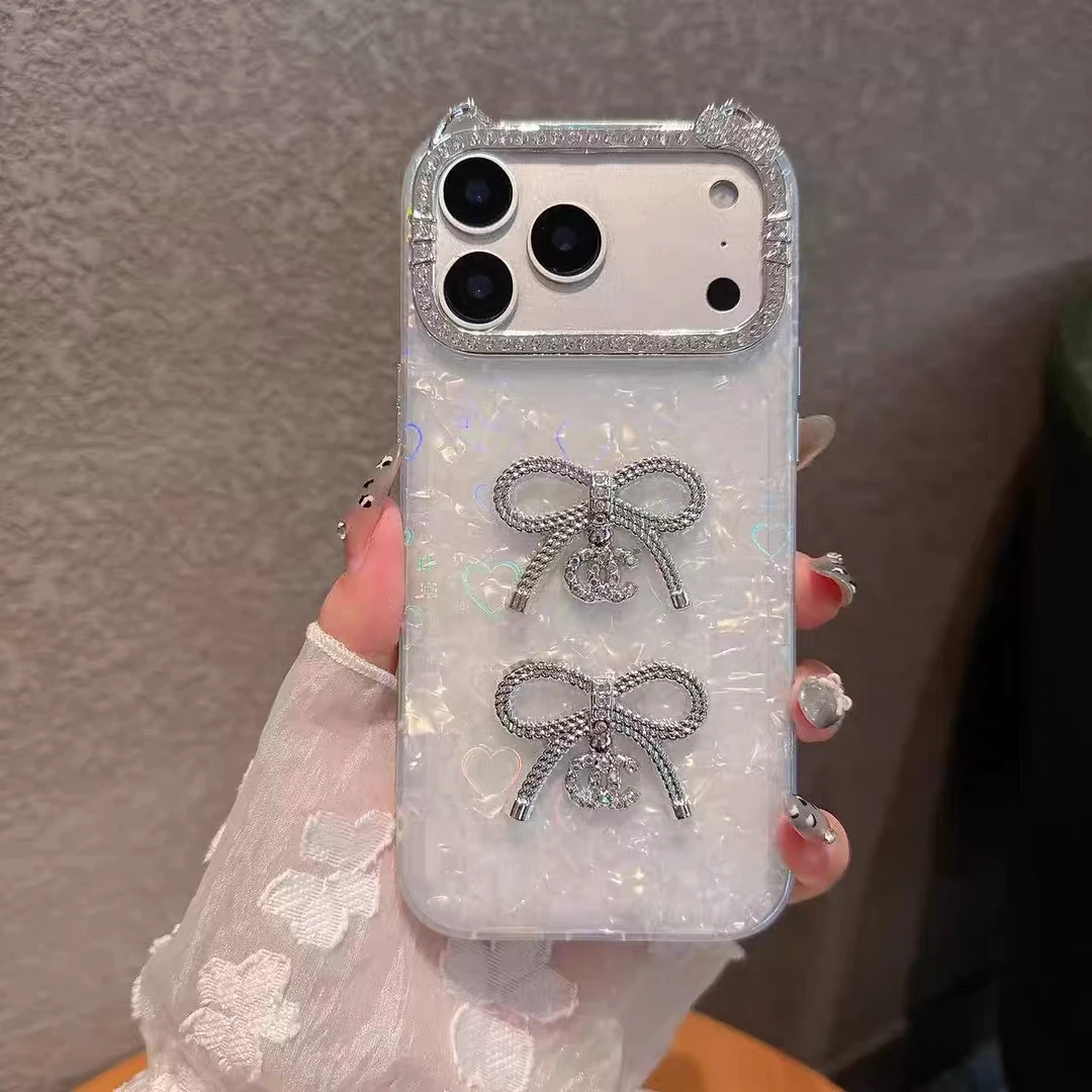 حافظة لهاتف أبل آيفون 17 برو ماكس 17 إير 14 15 13 12 11 برو 16 بلس 2025 آذان القط إيبوكسي الغجر فلاش الماس غطاء القوس اللامع