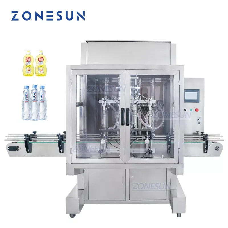 ZONESUN ZS-SV4G  Automatic Paste Honey Cream Quantitative Filling Machine Servo Motor Liquid Water Bottle Filler Four Nozzles