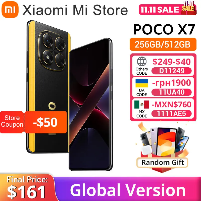 POCO X7 Smartphone Global Version Xiaomi HyperOS 50MP Camera Dimensity 7300-Ultra NFC 6.67"120Hz AMOLED Display 5110mAh 45W IP68