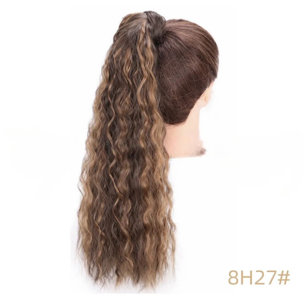 Extensión de cola de caballo ondulada larga y rizada para mujer, extensiones de cabello Natural con Clip, extensiones de cordón