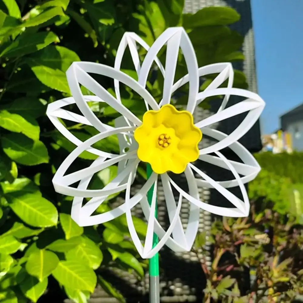 กังหันลมดอกทานตะวันหมุนพร้อมเครื่องประดับกังหันลมนาร์ซิส DIY ที่น่าสนใจของเล่นกังหันลมกลางแจ้งตกแต่งกลางแจ้ง