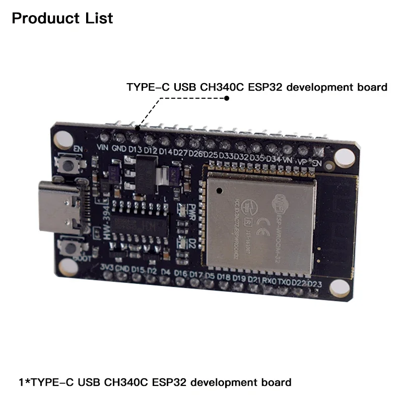 لوحة تطوير ESP32 CH340C WiFi + بلوتوث طاقة منخفضة للغاية ثنائي النواة ESP32-DevKitC-32 ESP-WROOM-32 لوح تمديد