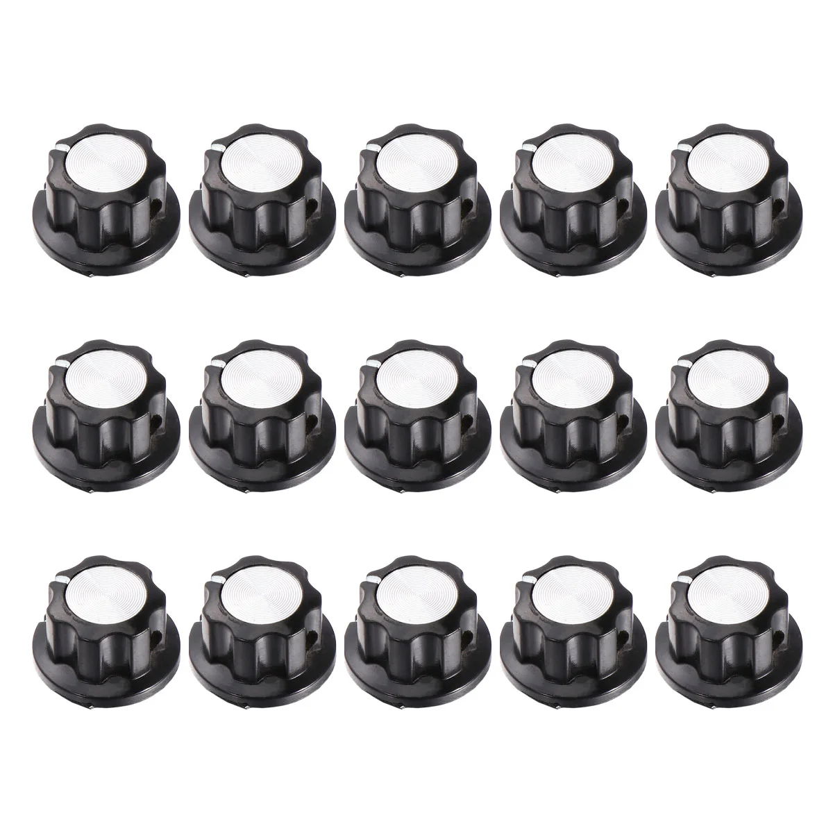 15pcs Potentiometer Knob Kit Rotary Knobs Caps Kit Knurled Shaft Bakelite Knob Control Knob Compatible for Hole 6mm MF-A01 WH118