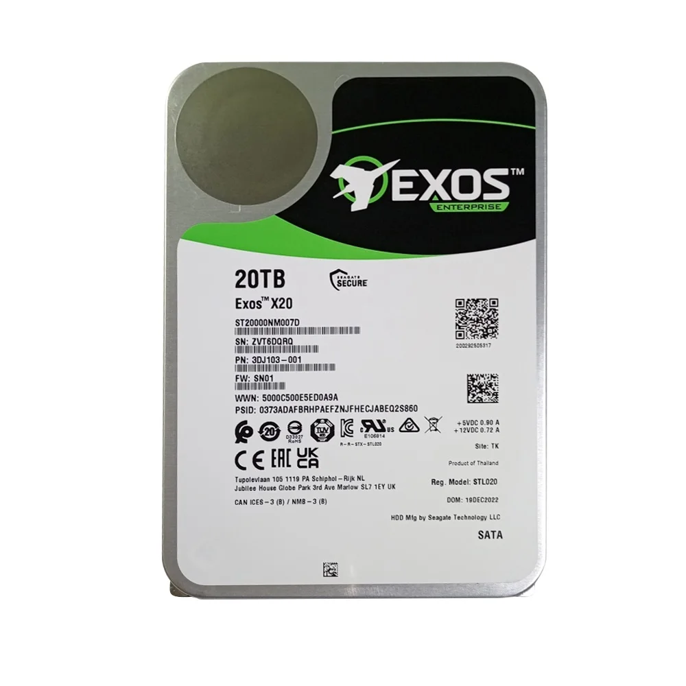 NEW 20TB/18TB/16TB/14TB HDD Exos X20 ST20000NM007D 7200 RPM SATA 6Gb/s 256MB Cache 3.5-Inch Enterprise Server PC