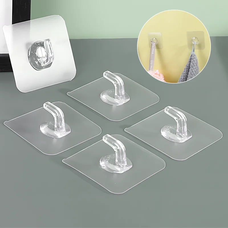 

5/10/20/40Pcs Transparent Self Adhesive Hooks Door Wall Multi-Function Hooks Towel Key Rack Sticky Hook Kitchen Bathroom Holder