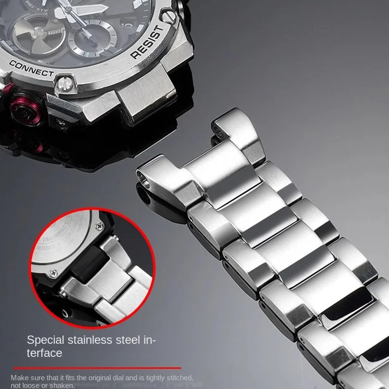 GST-B100 حزام ساعة من الفولاذ المقاوم للصدأ لسوار ساعة كاسيو جي شوك GST-210/W120L/S130L/S310 GST-W300 GST-400G S100D/S110D