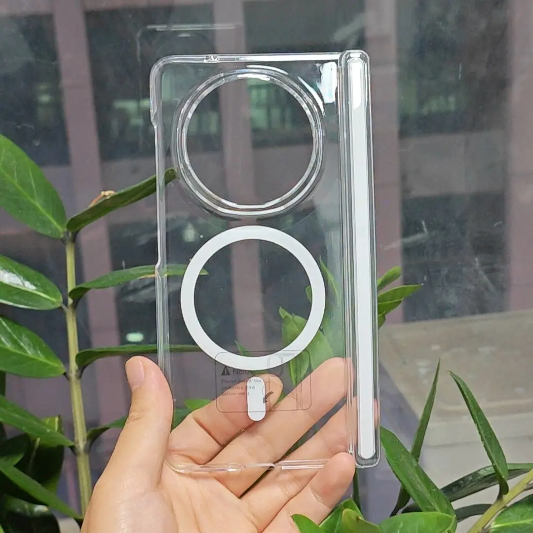 

For Honor Magic V5 Case ELVEV Hinge Protection Anti-scratch Hard PC Transparent Suction Phone Cover