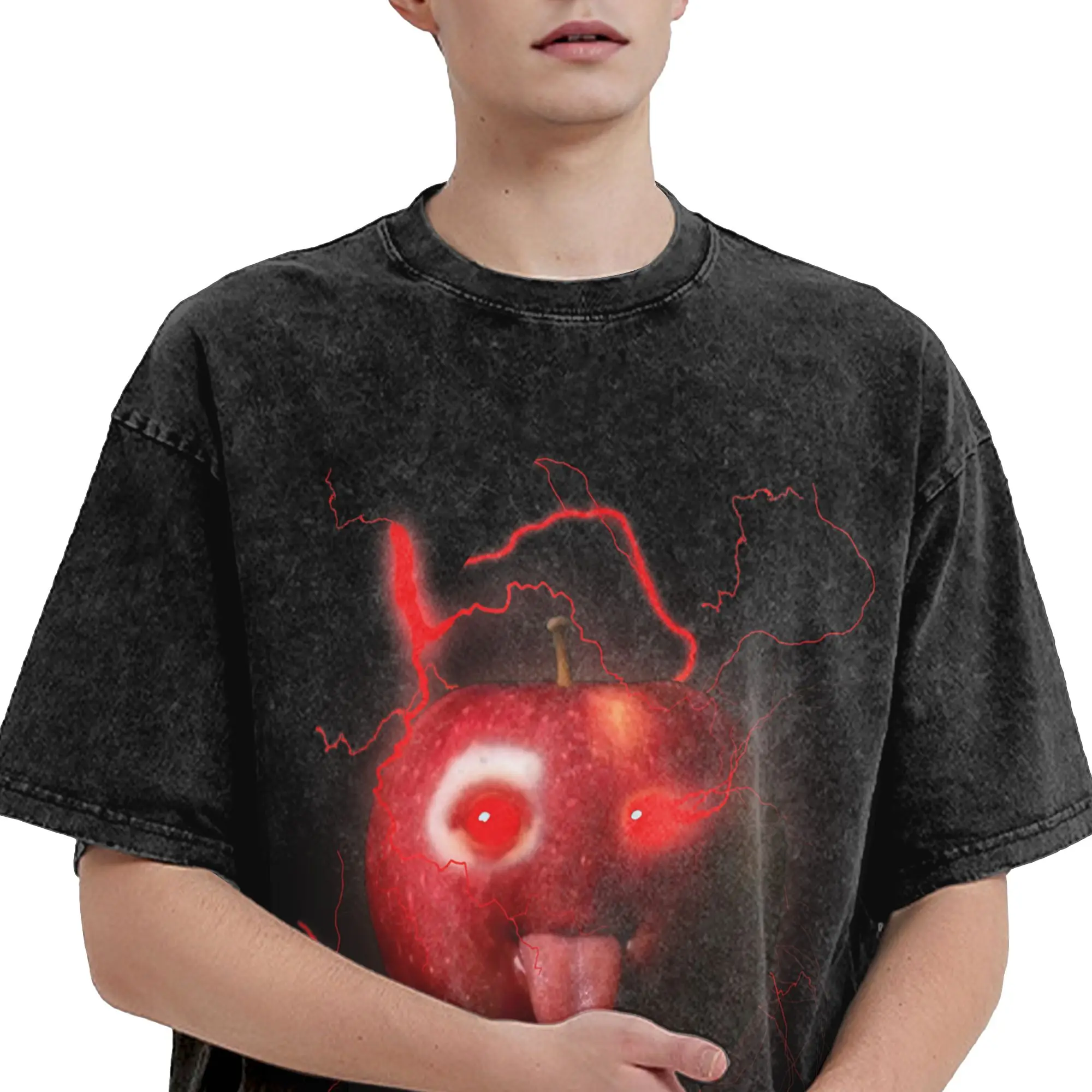 مضحك سخيف AI أبل gen z ميمي BrainRot الفكاهة اللسان خارج تي شيرت الشاطئ الشارع الشهير تي شيرت للذكور قصيرة الأكمام تي شيرت #4