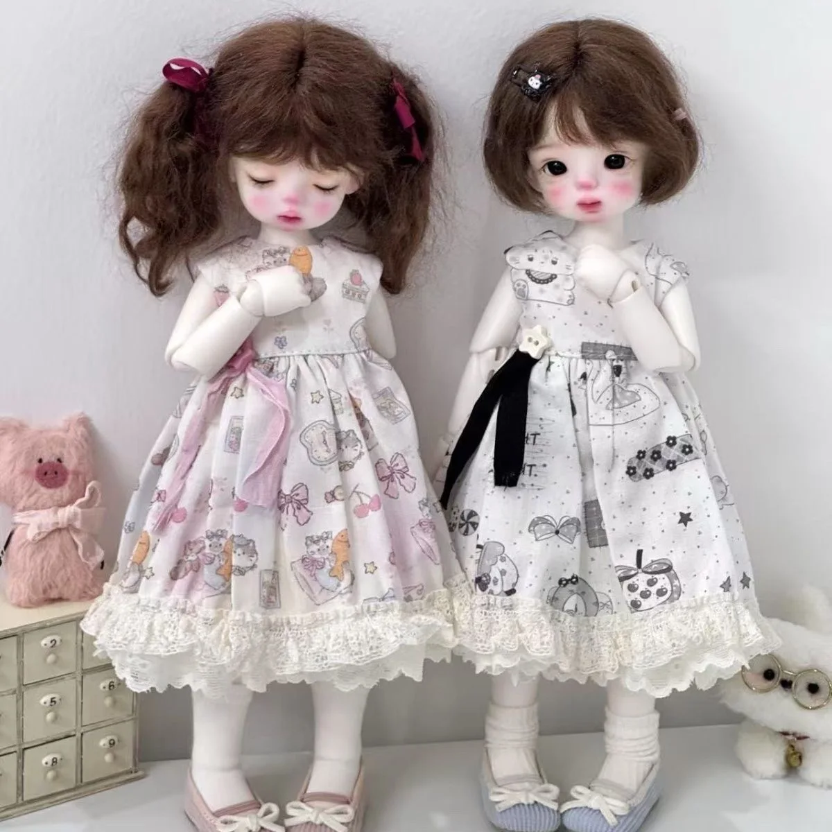 

BJD doll clothes suitable for 1/6 size Cute Pink Creamy bow clothes suit doll accessories (3 points)