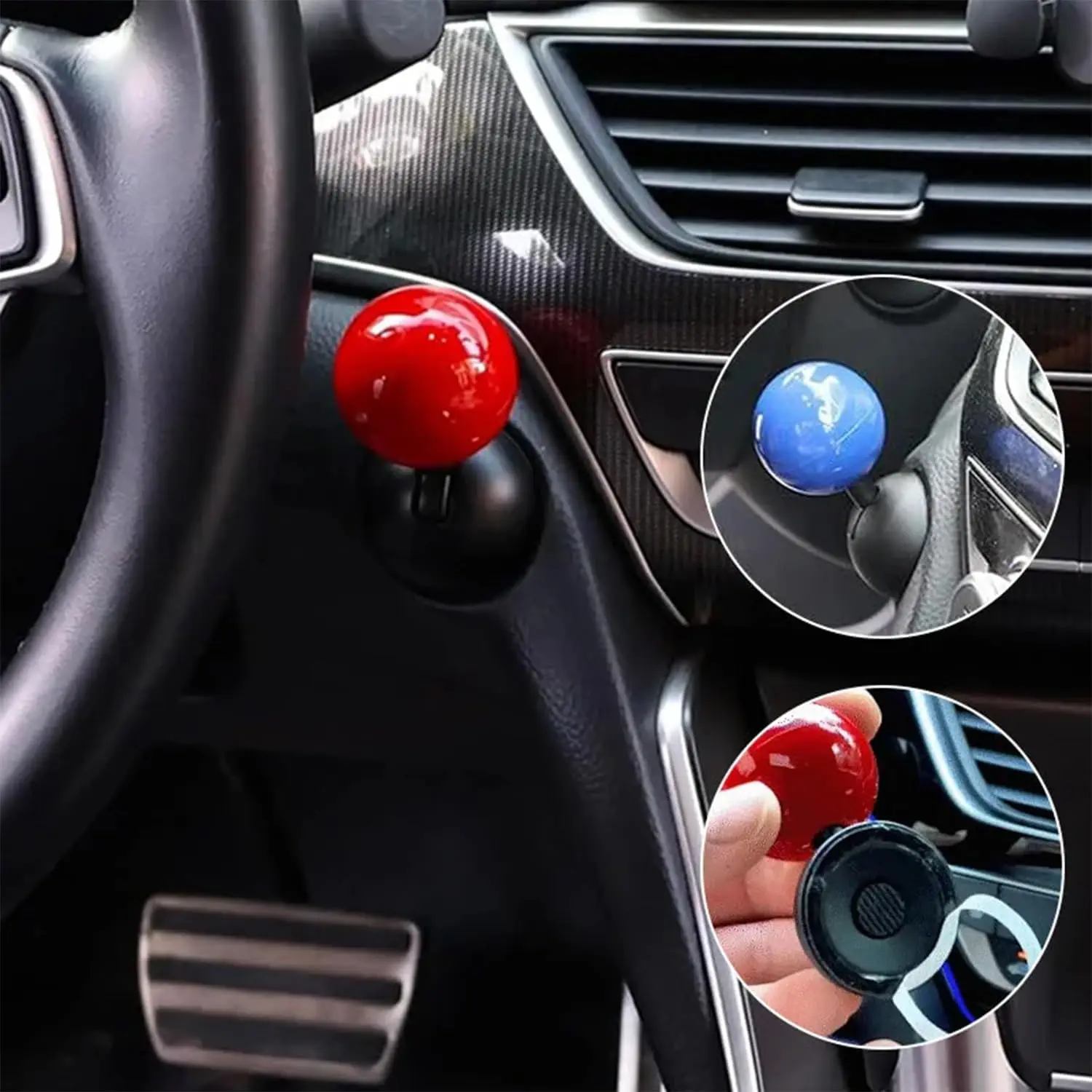 Car One-Touch Start Button Cover Push-to-Start Rocker Lever Engine Start Stop Joystick Ball Bar Starter Decorative Accessory 1 C view 3