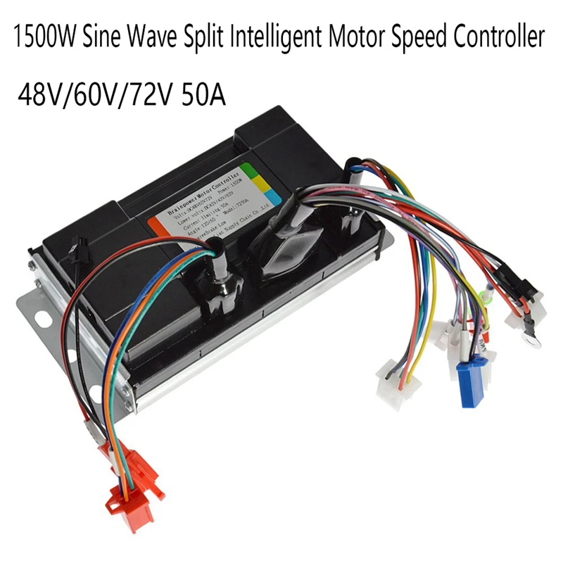 

48V/60V/72V 50A Electric Bike Controller 1500W Sine Wave Split Intelligent Motor Speed Controller