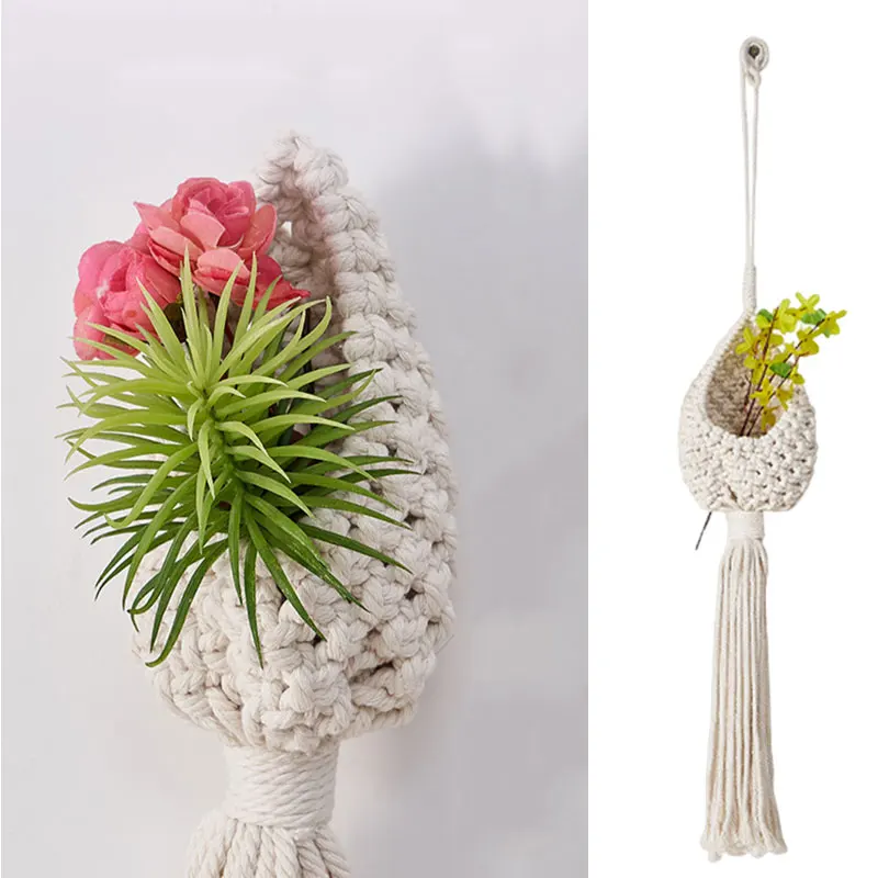 Bird's Nest Shape Hanging Basket Handwoven Flower Pot Net Bag Plants Hanger Home Wall Room Decor Courtyard Gardening Accessories