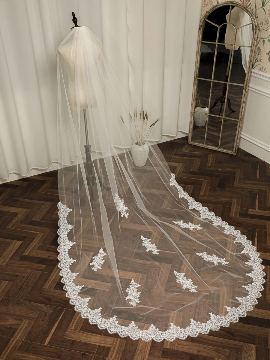 Voile long en dentelle pour mariage cathédrale, accessoires de mariée, nouveauté