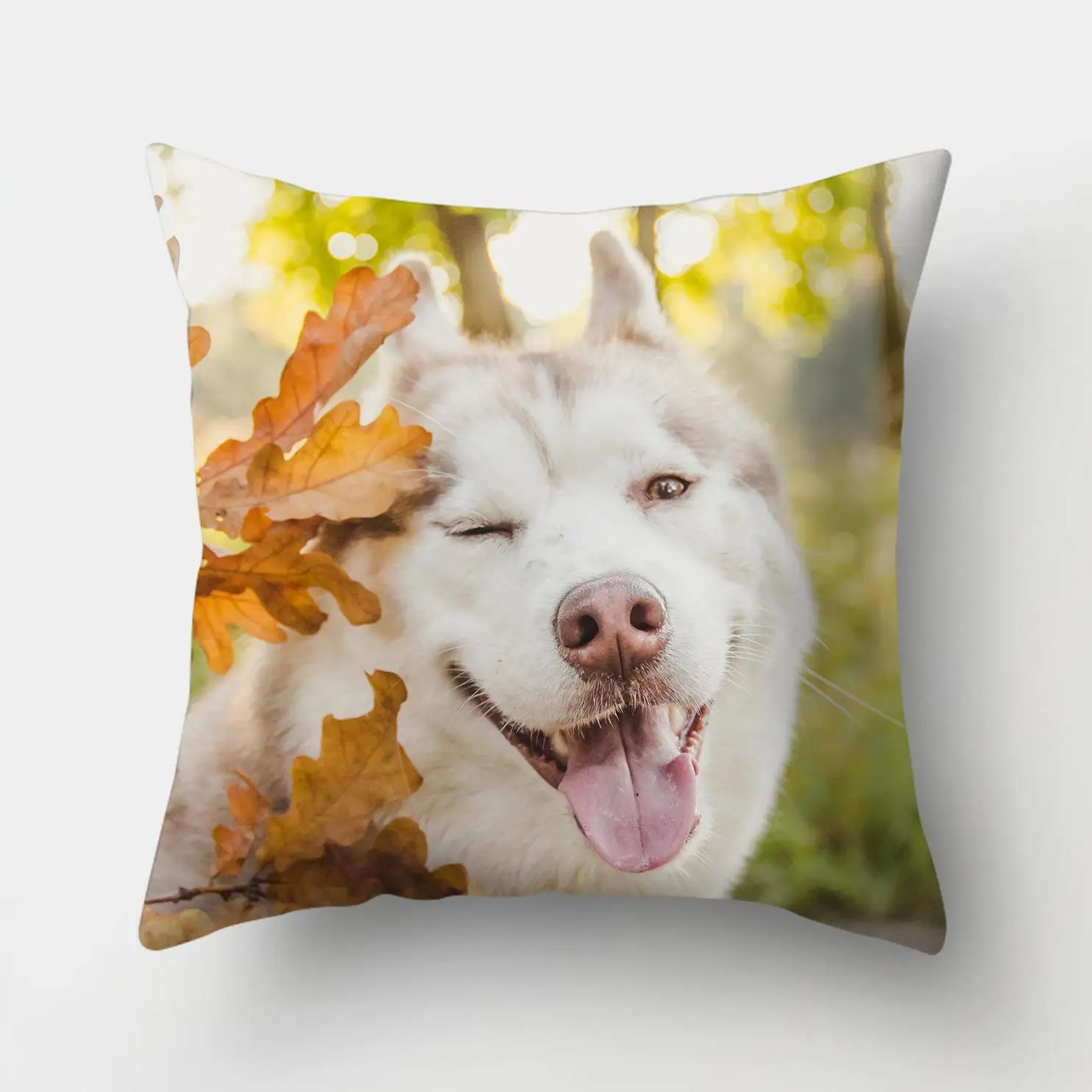 Funda de cojín con patrón de perro para sofá, decoración del hogar, suministros de oficina y coche, almohada al aire libre, 1 pieza