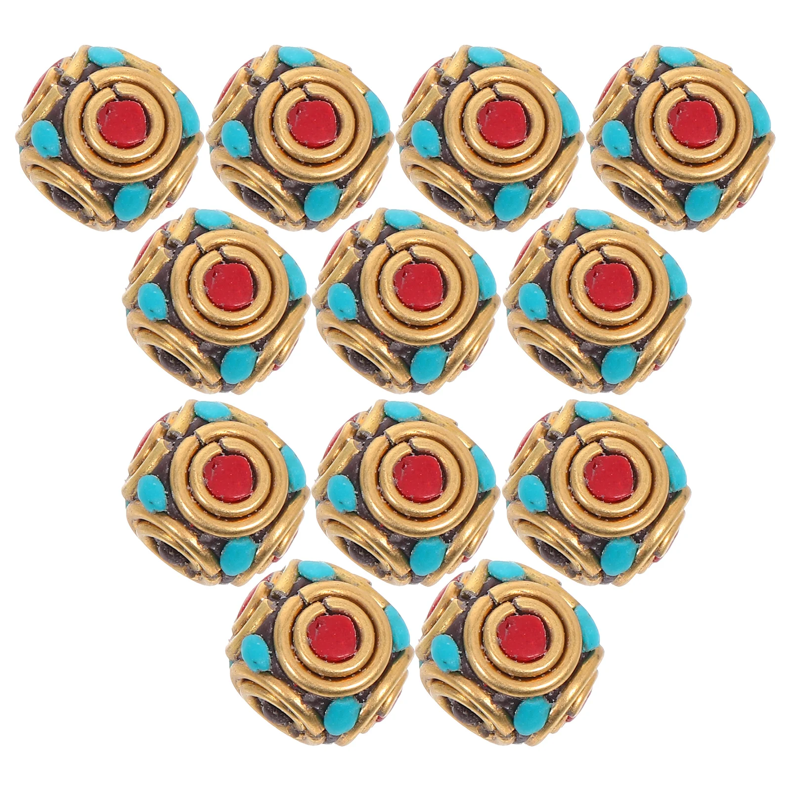 

12Pcs Brass Tibetan Spacer Beads Large Hole Buddhist Charms DIY Jewelry Making Necklace Bracelet Accessories Tibetan Loose Bead