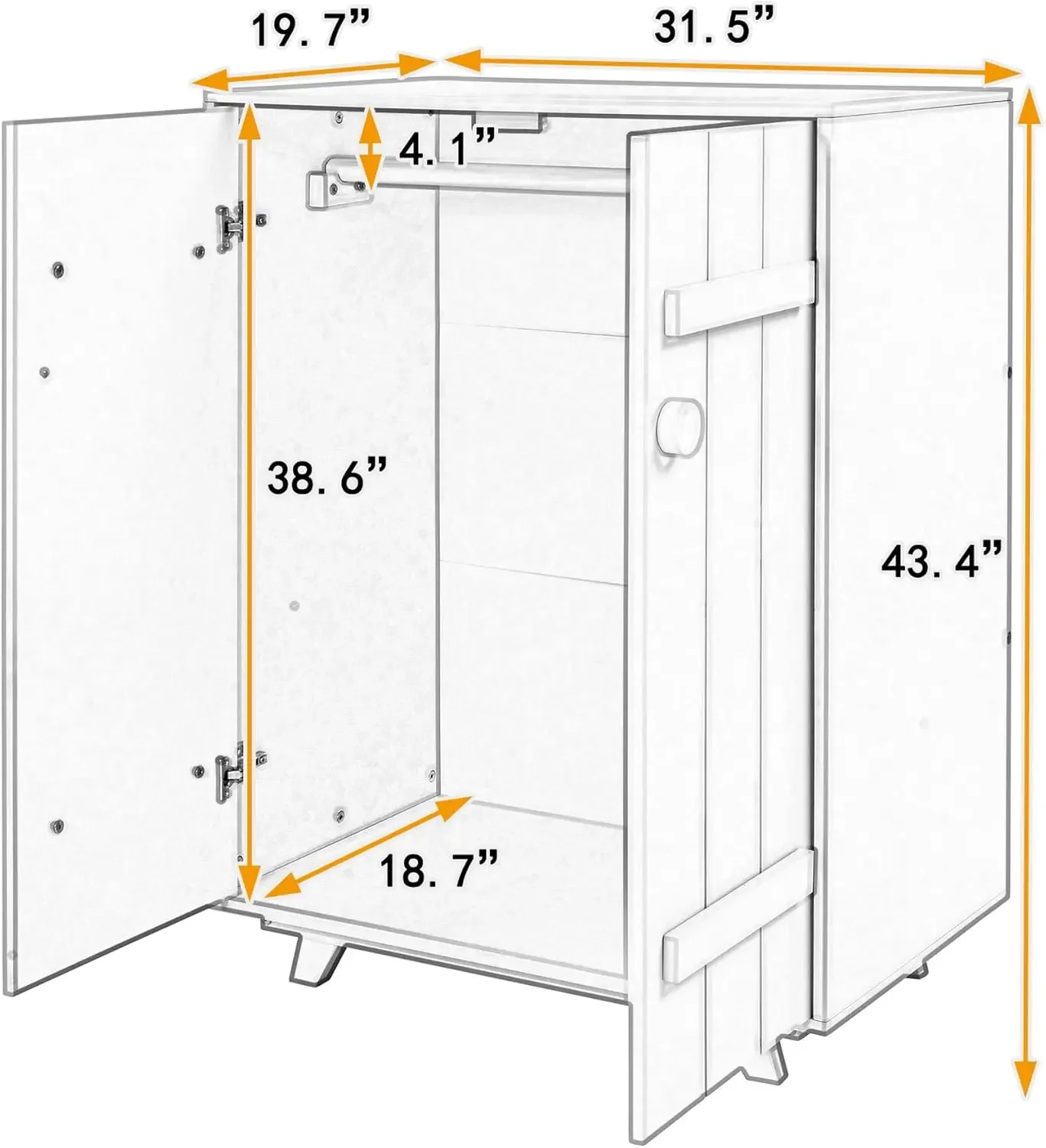 Hanging Rod, Cute Design Wardrobe Cabinet with 2 Doors, Storage Armoires Clothes Hanging Storage Rack for Boys Girls Kids' Room,