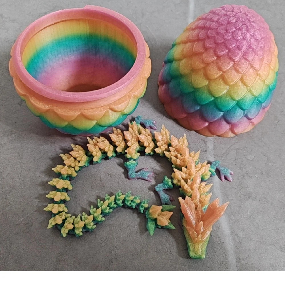 Luminous 3D Printed Dragon Glow in the Dark Rainbow color Dragon Egg Rotatable Articulated Dragons Home Office Ornaments Gifts