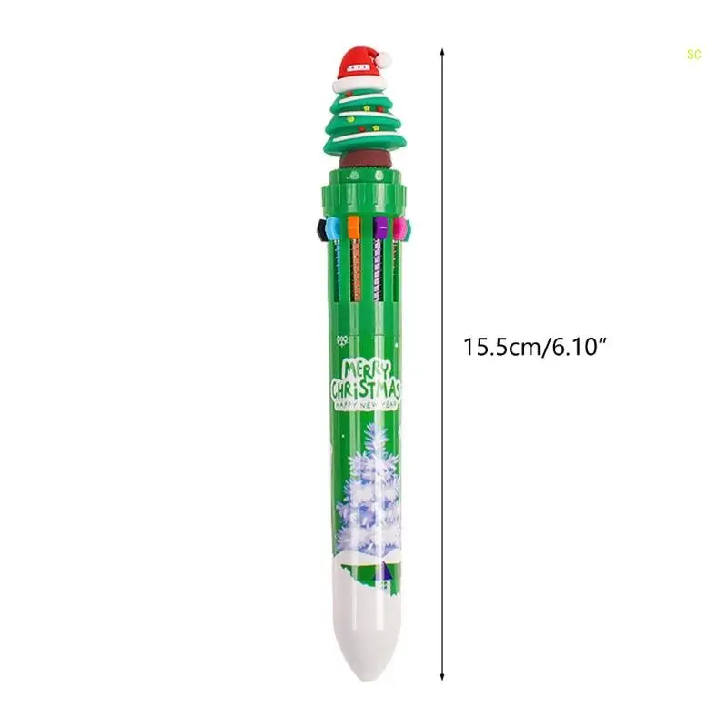 Christmas Ballpoint Retractable Multicolor Pen 10-Colors-in-1 for Kid Dropship
