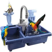 Pet Parrots Toy Electric Dishwasher Parrot Bathtub with Faucet Bird Bathing Box Feeder Food Water Dispenser Bird Bathroom Toys