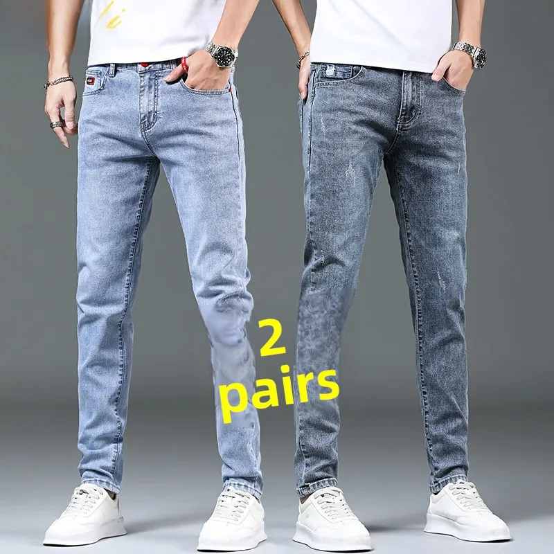 

Мужские джинсы прямого кроя из хлопка стрейч, повседневные, модные, на осень-зиму-весну, молодежные, ультраудобные