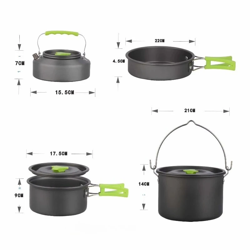 5-6 Person Aluminum Outdoor Cooker Set Lightweight Anodized Picnic Camping Travel Compatible Induction Cooker