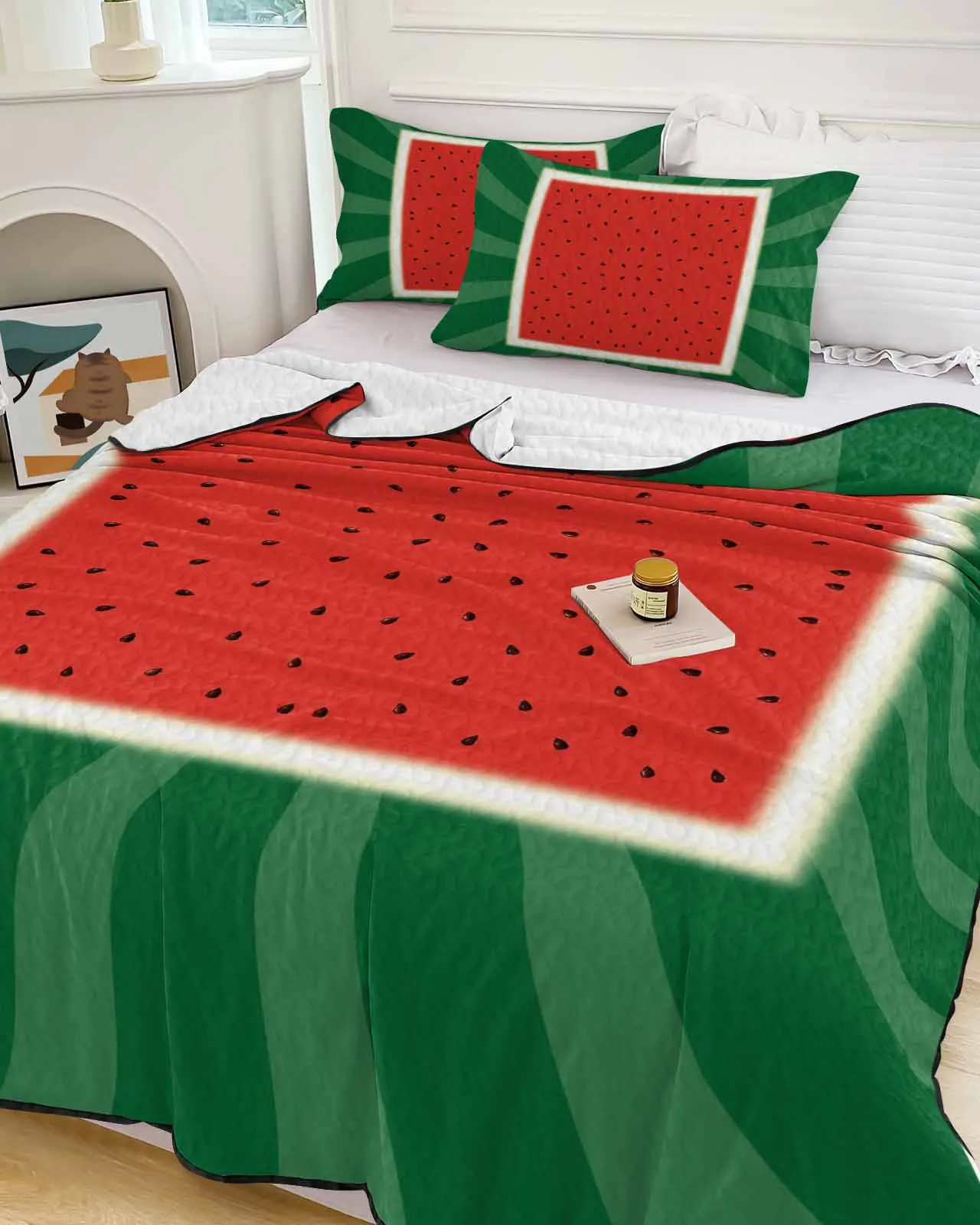 

Summer Watermelon Border Cooling Blankets Air Condition Comforter Lightweight Summer Quilt for Bed Breathable Soft Thin Quilt