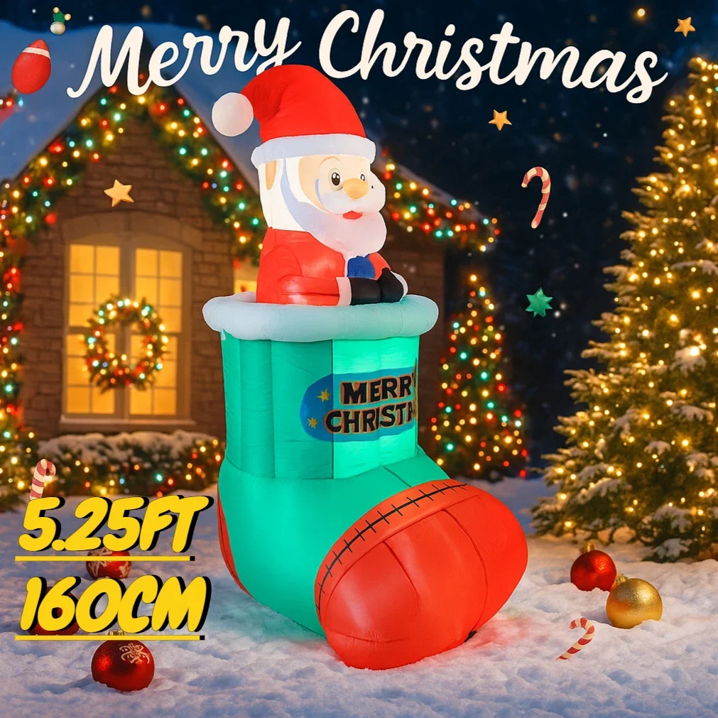

5.25FT Inflatable Toy Santa Claus Christmas Stocking Xmas Decoration for Yard Supplies With LED Home Ornament Holiday Gift