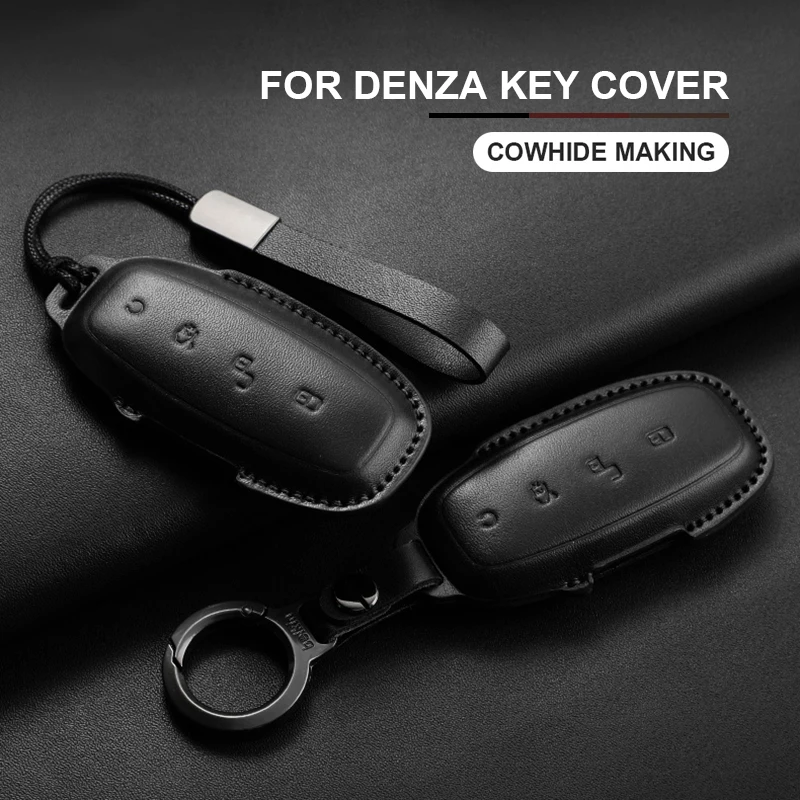 

Leather Car Remote Key Case Cover For BYD DENZA N7 N8 N9 D9 EV DM DM-i Z9 Z9GT GM Key Protector Shell Fob Keychain Accessories