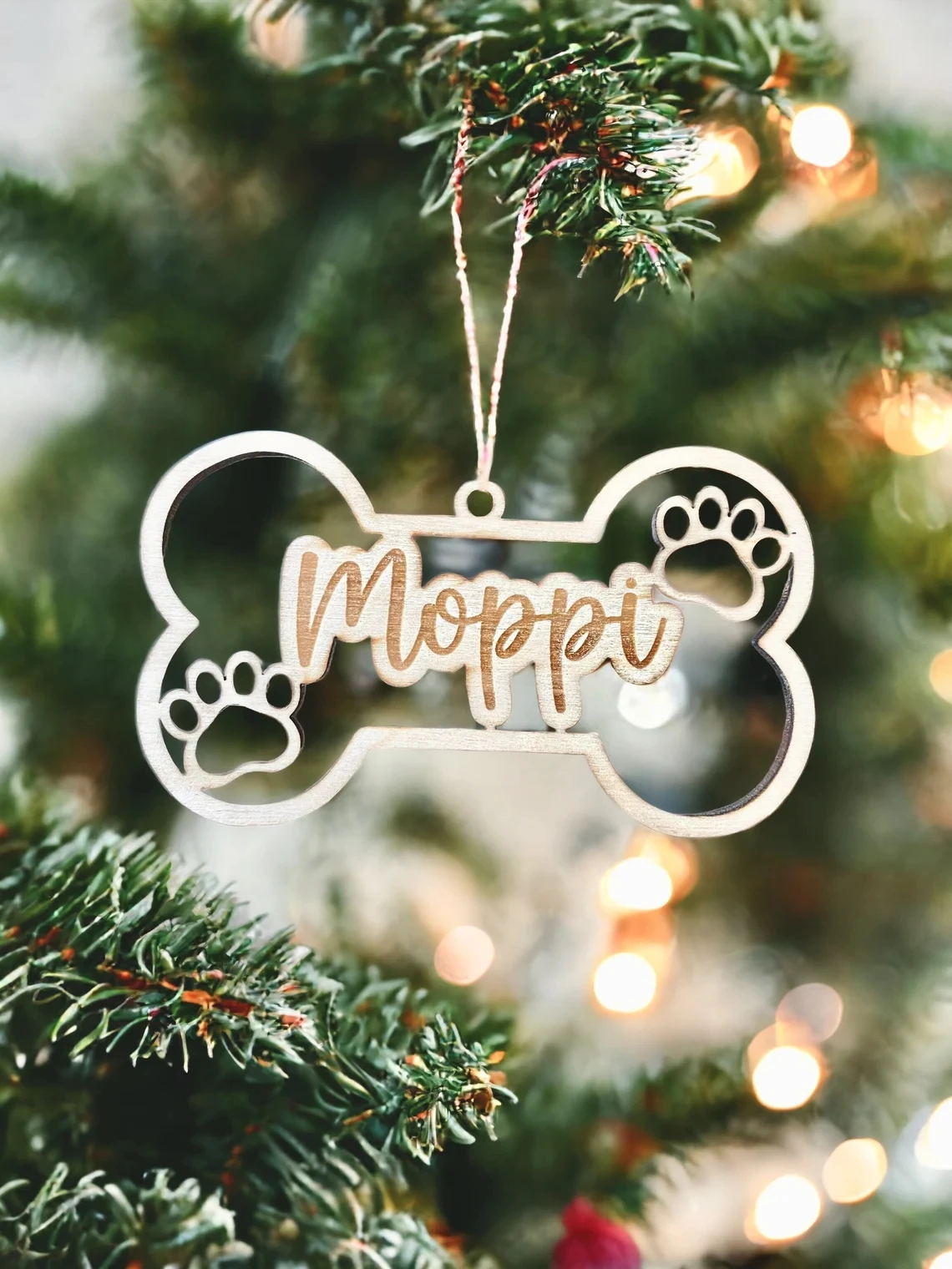 Bone dog Christmas tree pendant tree decoration Christmas tree pet gift pendant made of wood personalized